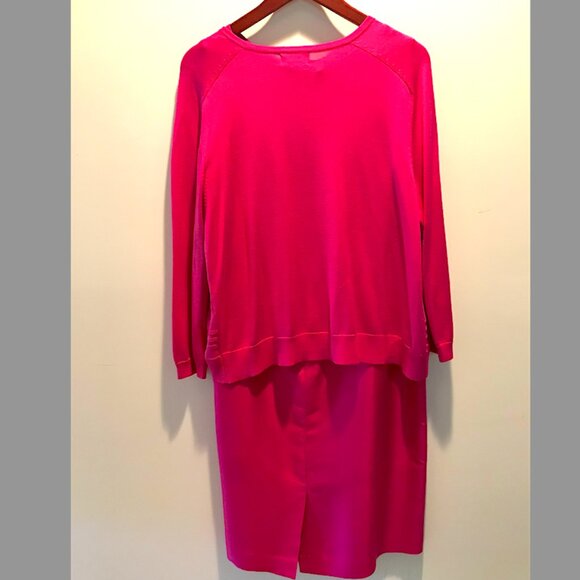 Talbots dress -  Fuschia silk  sleeveless dress + matching cardigan, size 14 - Picture 7 of 9